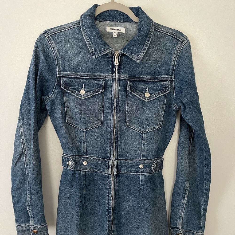 Good American Blue Denim Jumpsuit